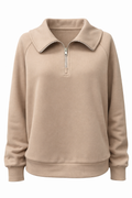 Maeve Luxeflow - Relaxed 3/4 Zip Top In Mocha Mousse