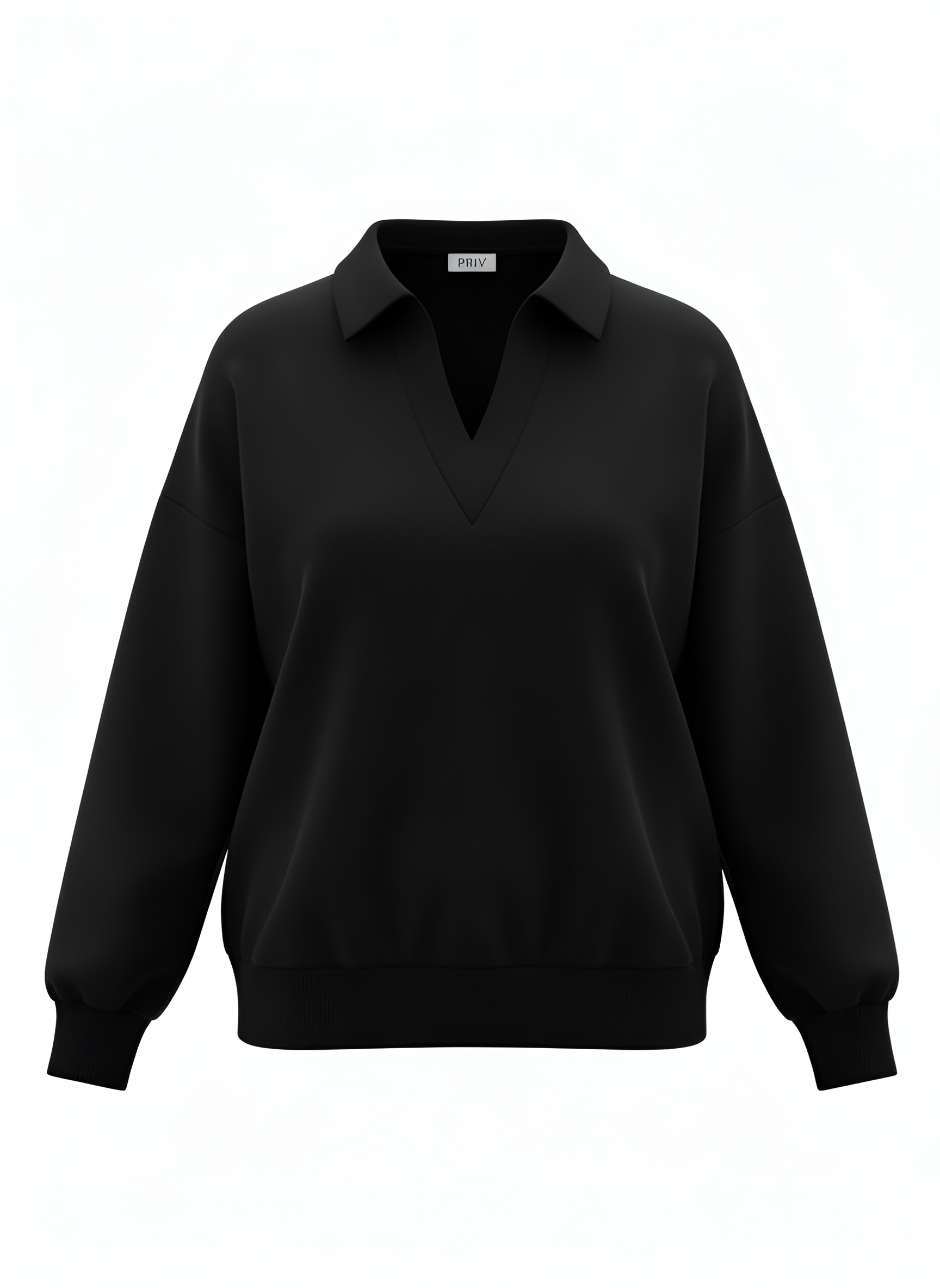 Ella Luxeflow - Long Sleeve Polo In Black