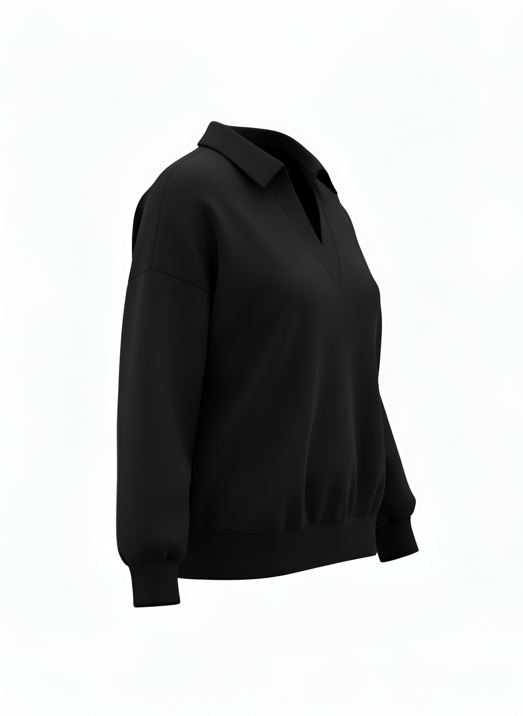 Ella Luxeflow - Long Sleeve Polo In Black